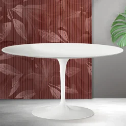 Tavolino Tulip Saarinen H 41 cm in Ceramica Florim Bianca Opaca - Scarlet