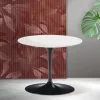 Tavolino Tulip Saarinen H 39 cm in Ceramica Florim Bianca Opaca - Scarlet