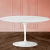 Tavolino Tulip Saarinen H 41 con Piano Ovale in Laminato Liquido Bianco Made in Italy - Scarlet