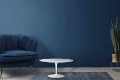 Tavolino Tulip Saarinen H 41 con Piano Ovale in Laminato Liquido Bianco Made in Italy - Scarlet