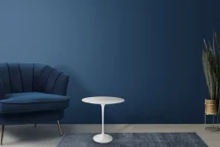 Tavolino Tulip Saarinen H 52 con Piano Ovale in Laminato Liquido Bianco Made in Italy - Scarlet