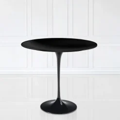 Tavolino Tulip Saarinen H 52 con Piano Ovale in Laminato Liquido Nero Made in Italy - Scarlet