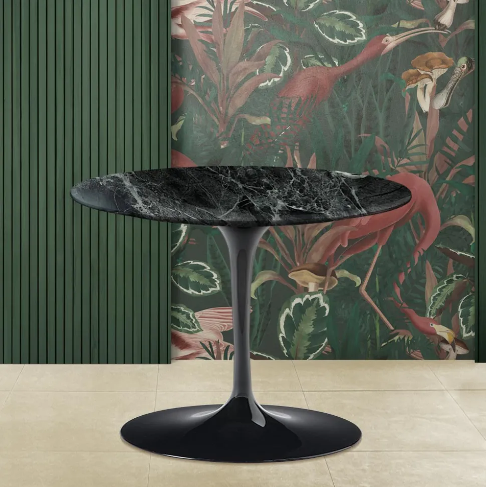 Tavolino Tulip Saarinen H 41 con Piano in Marmo Verde Alpi Realizzato in Italia - Scarlet