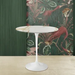 Tavolino Tulip Saarinen H 52 con Piano Ovale in Marmo Calacatta Oro Made in Italy - Scarlet