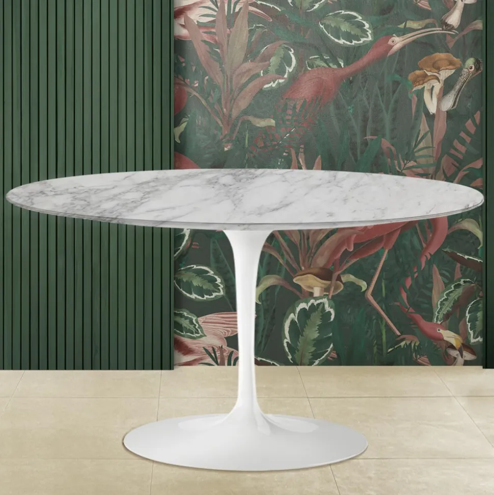 Tavolino Tulip Saarinen H 41 con Piano in Marmo Arabescato Realizzato in Italia - Scarlet