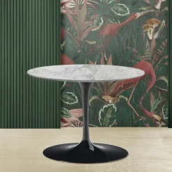 Tavolino Tulip Saarinen H 39 con Piano Ovale in Marmo arabescato Made in Italy - Scarlet