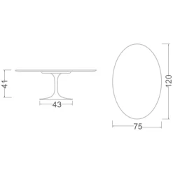 Tavolino Tulip Saarinen H 41 in Laminato Liquido Ovale Bianco Made in Italy - Scarlet