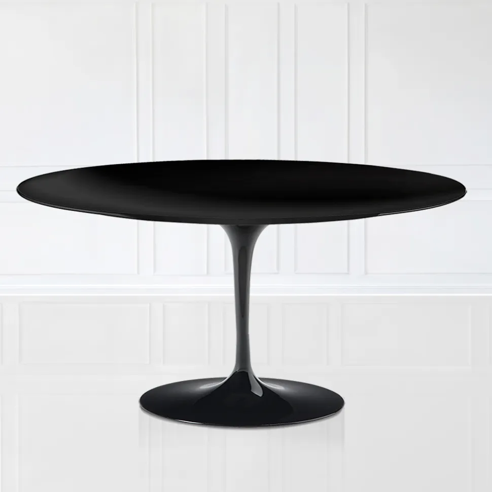 Tavolino Tulip Saarinen H 41 in Laminato Liquido Ovale Nero Made in Italy - Scarlet