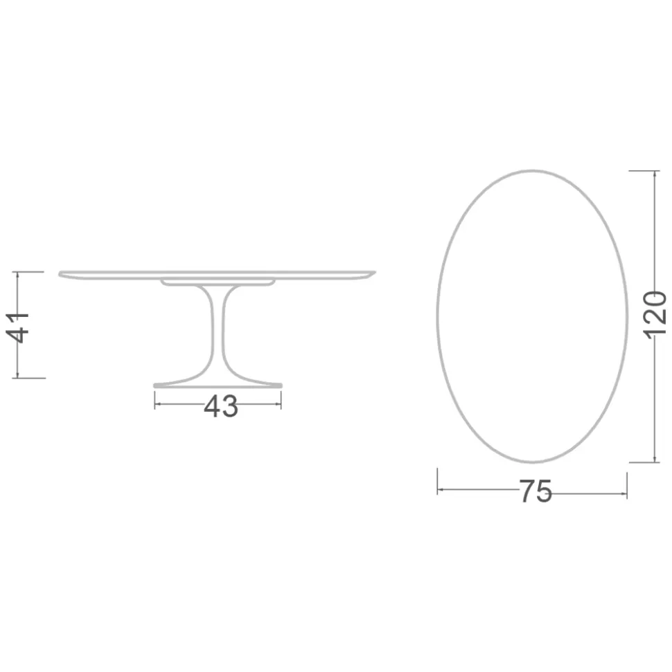 Tavolino Tulip Saarinen H 41 in Laminato Liquido Ovale Nero Made in Italy - Scarlet