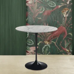 Tavolino Tulip Saarinen H 52 Ovale in Marmo di Carrara Statuarietto Made in Italy - Scarlet