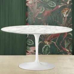 Tavolino Tulip Saarinen H 41 Ovale in Marmo di Carrara Made in Italy - Scarlet