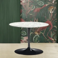 Tavolino Tulip Saarinen H 39 Ovale con Piano in Marmo di Carrara Made in Italy - Scarlet