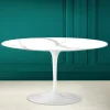 Tavolino Tulip Saarinen H 41 Ovale in Ceramica Calacatta Michelangelo - Scarlet