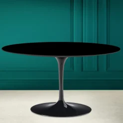 Tavolino Tulip Saarinen H 41 Ovale in Ceramica Nero Assoluto Made in Italy - Scarlet
