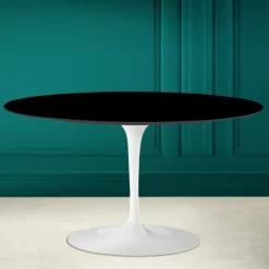 Tavolino Tulip Saarinen H 41 Ovale in Ceramica Nero Assoluto Made in Italy - Scarlet
