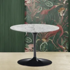 Tavolino Tulip Saarinen H 41 Rotondo con Piano in Marmo Arabescato Made in Italy - Scarlet