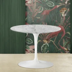 Tavolino Tulip Saarinen H 41 Rotondo con Piano in Marmo Arabescato Made in Italy - Scarlet
