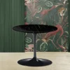 Tavolino Tulip Saarinen H 39 Rotondo in Marmo Nero Marquinia Made in Italy - Scarlet