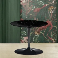 Tavolino Tulip Saarinen H 39 Rotondo in Marmo Nero Marquinia Made in Italy - Scarlet