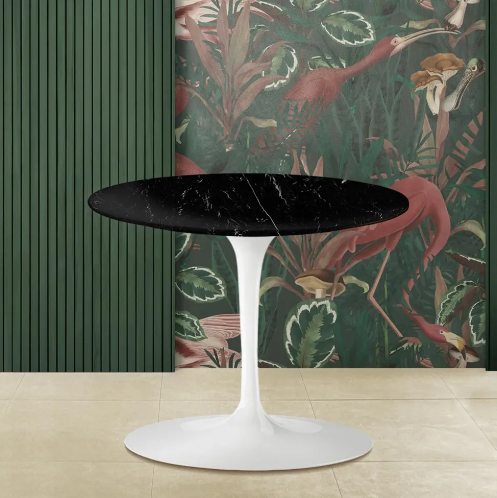 Tavolino Tulip Saarinen H 39 Rotondo in Marmo Nero Marquinia Made in Italy - Scarlet