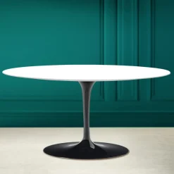 Tavolino Tulip Saarinen Ovale H 41 in Bianco Assoluto Made in Italy - Scarlet