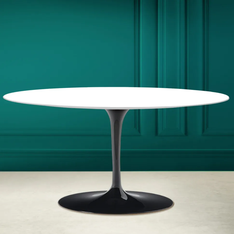 Tavolino Tulip Saarinen Ovale H 41 in Bianco Assoluto Made in Italy - Scarlet