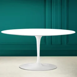 Tavolino Tulip Saarinen Ovale H 41 in Bianco Assoluto Made in Italy - Scarlet