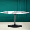 Tavolino Tulip Saarinen Ovale H 41 in Statuario Altissimo Made in Italy - Scarlet