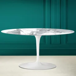 Tavolino Tulip Saarinen Ovale H 41 in Statuario Altissimo Made in Italy - Scarlet