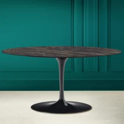 Tavolino Tulip Saarinen Ovale H 41 in Ceramica Noir Desire Made in Italy - Scarlet