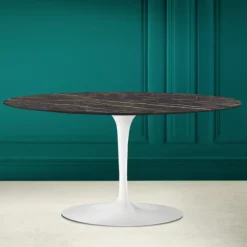 Tavolino Tulip Saarinen Ovale H 41 in Ceramica Noir Desire Made in Italy - Scarlet