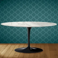 Tavolino Tulip Saarinen Ovale H 41 in Ceramica Lucid Made in Italy - Scarlet