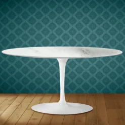 Tavolino Tulip Saarinen Ovale H 41 in Ceramica Salina Made in Italy - Scarlet