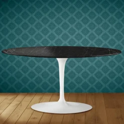 Tavolino Tulip Saarinen Ovale H 41 in Ceramica Somnia Made in Italy - Scarlet