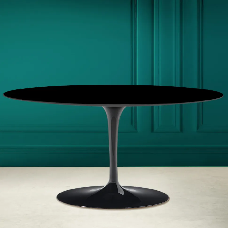 Tavolino Tulip Saarinen Ovale H 41 in Nero Assoluto Made in Italy - Scarlet