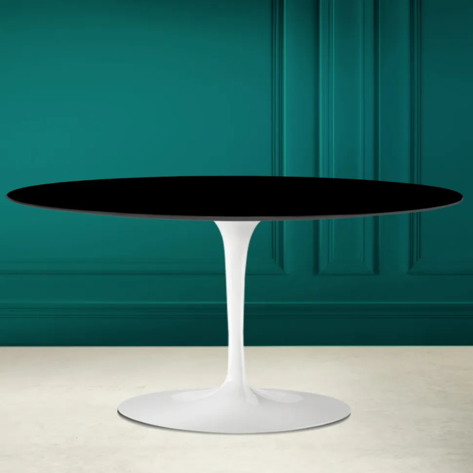 Tavolino Tulip Saarinen Ovale H 41 in Nero Assoluto Made in Italy - Scarlet