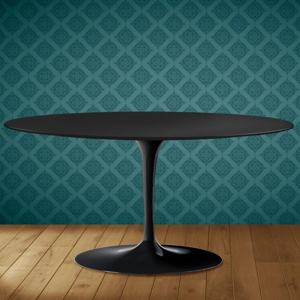 Tavolino Tulip Saarinen Ovale H 41 in Ceramica Domoos Made in Italy - Scarlet