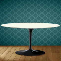 Tavolino Tulip Saarinen Ovale H 41 in Ceramica Moonè Made in Italy - Scarlet