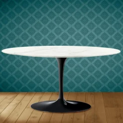 Tavolino Tulip Saarinen Ovale H 41 in Ceramica Rem Made in Italy - Scarlet