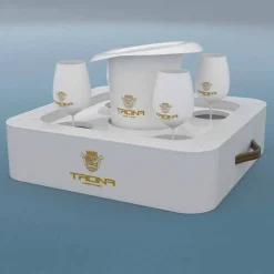 Tavolino – vassoio galleggiante di design in ecopelle nautica Trona