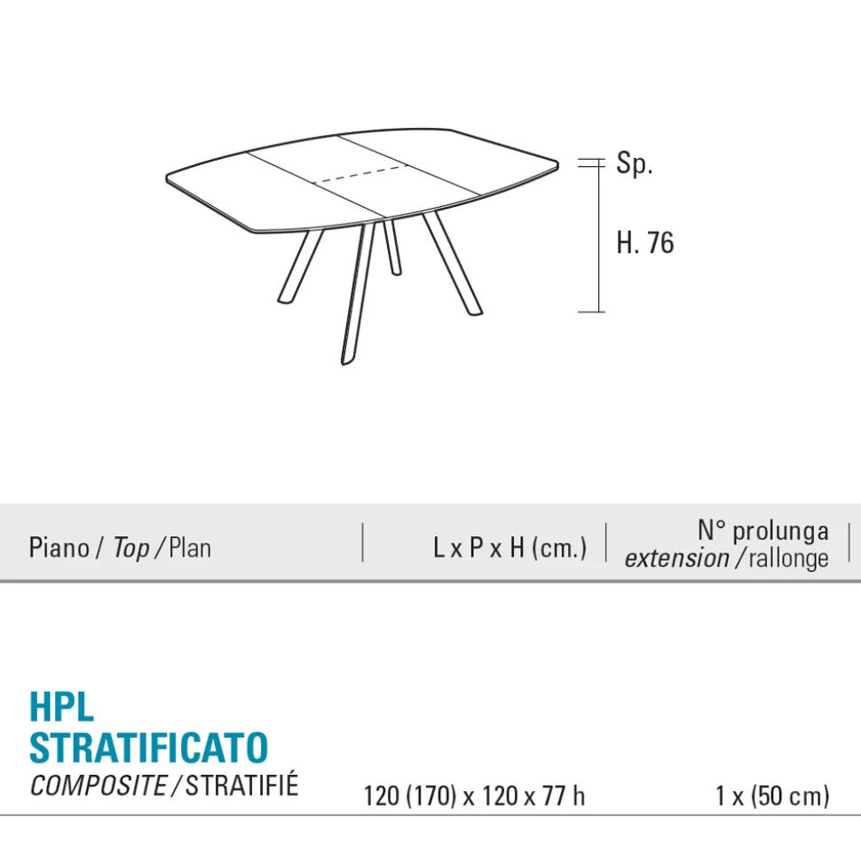Tavolo a Botte Allungabile a 170 cm in HPL Stratificato - Convivio
