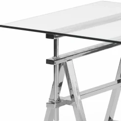 Tavolo acciaio/vetro altezza regolabile (L190xH72/74/78xP90cm) Cristal