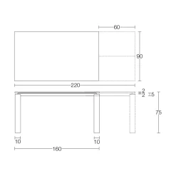 Tavolo Allungabile a 310 cm con Piano in Nobilitato e Base in Metallo - Spilla