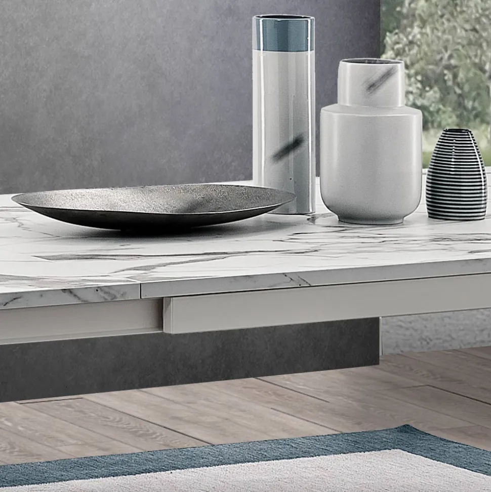 Tavolo Allungabile a 260 cm con Piano in Melaminico Finitura Calacatta - Shaila