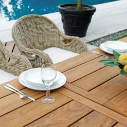 Tavolo Allungabile a 250 cm da Esterno Realizzato in Teak Riciclato - Felce