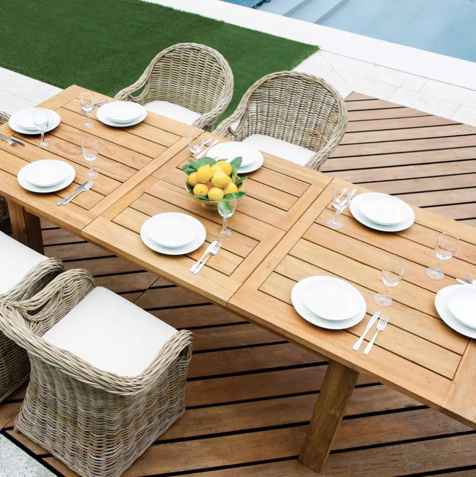 Tavolo Allungabile a 250 cm da Esterno Realizzato in Teak Riciclato - Felce