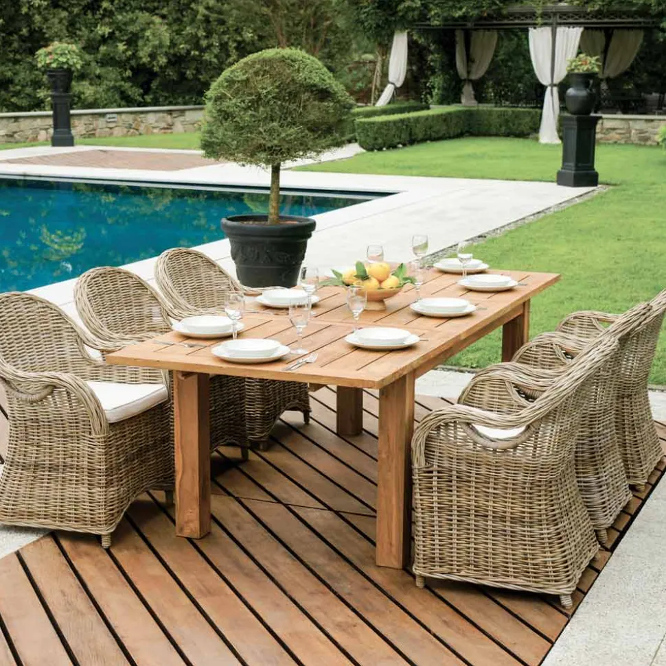 Tavolo Allungabile a 250 cm da Esterno Realizzato in Teak Riciclato - Felce
