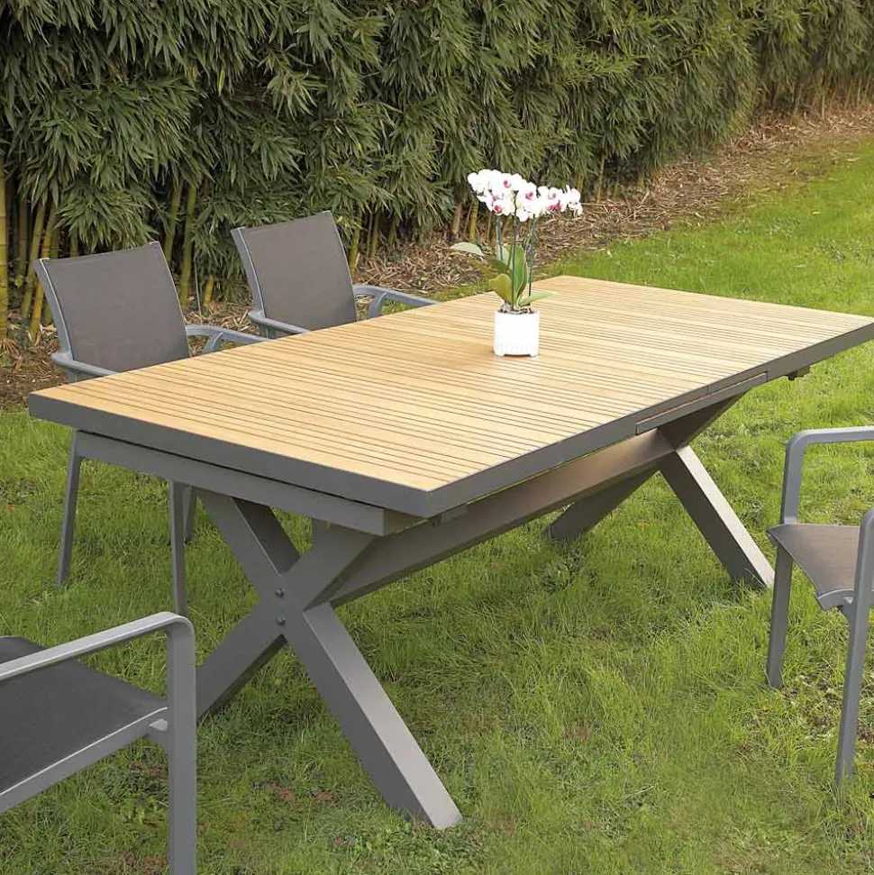 Tavolo Allungabile a 263 cm in Alluminio e Teak Massello - Lilia