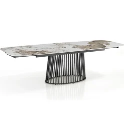 Tavolo Allungabile a 260 cm in Ceramica Finitura Marmo e Metallo - Veneto