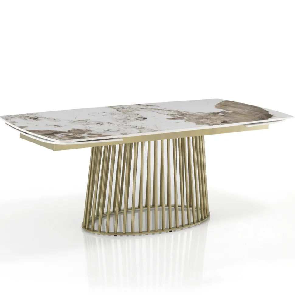 Tavolo Allungabile a 260 cm in Ceramica Finitura Marmo e Metallo - Veneto